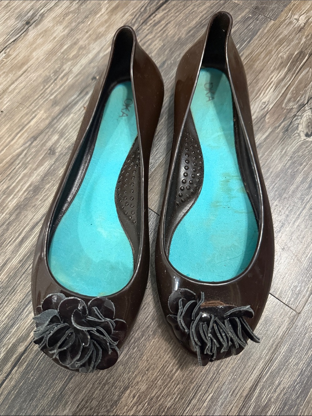 Oka b | Brown Flower Round Toe Ballet Flats size 7